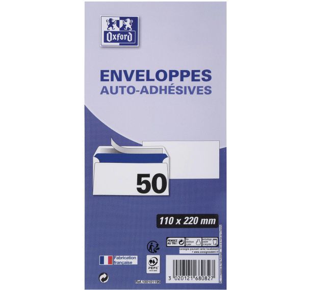 Lot de 1200 Enveloppes 110x220 80g auto adhésives