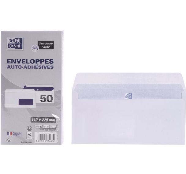 Lot de 1200 Enveloppes 110x220 80g auto adhésives fenêtre