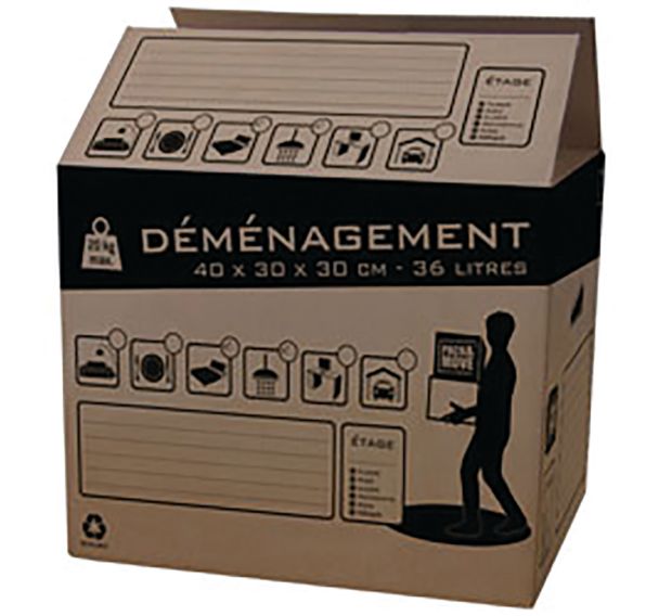 Lot de 12 Carton de déménagement 36L