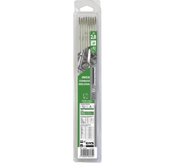 Lot de 12 Electrodes en inox 316L de diamètre 2 et brochable