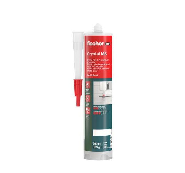 Lot de 12 Mastic colle Crystal MS transp. 290 ml capuchon refermable