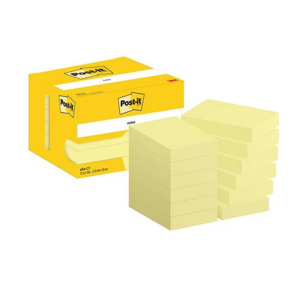 Lot de 12 Notes Post-it® 51 x 76 mm 12 blocs jaune- Post-it®