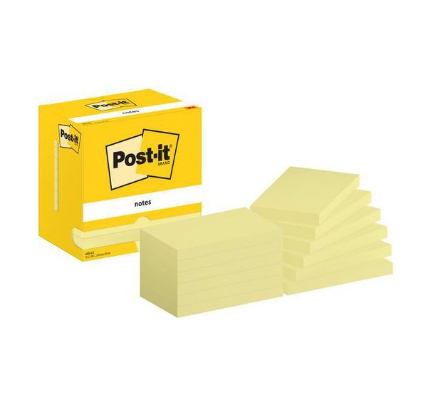 Lot de 12 Notes Post-it® 76 x 127 mm 12 blocs jaune - Post-it®