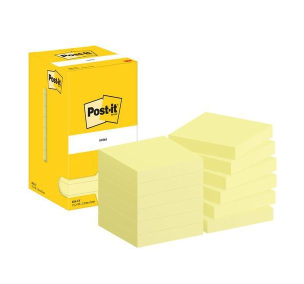 Lot de 12 Notes Post-it® 76 x 76 mm 12 blocs jaune - Post-it®
