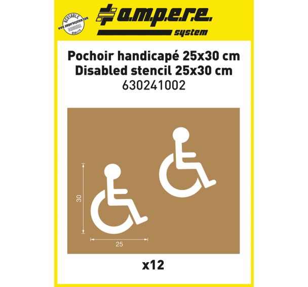 Lot de 12 Pochoir réutilisable planche Handicapé 25x30 cm