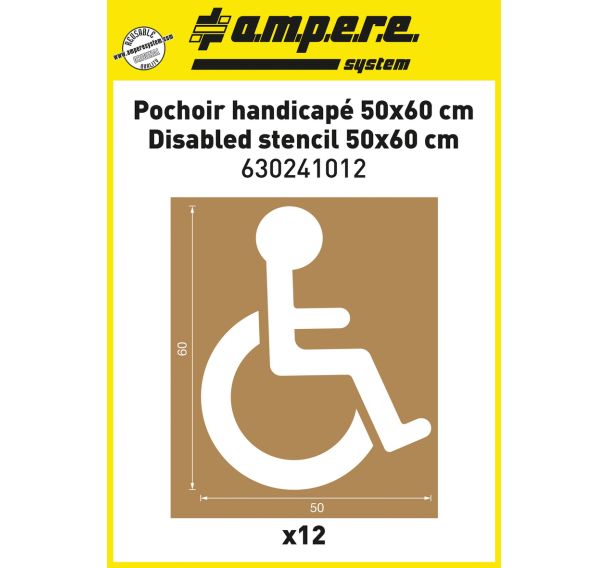 Lot de 12 Pochoir réutilisable planche Handicapé 50x60 cm