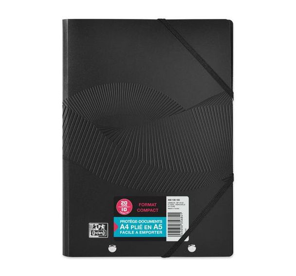 Lot de 12 Protège-documents Osmose A4 plie 10 pochettes noir - Oxford