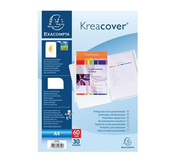 Lot de 12 Protège-documents en PP rigide kreacover® 60 vues A4