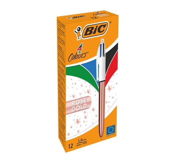 Lot de 12 Stylo-Bille 4 Couleurs or rose - lot de 12 - BIC
