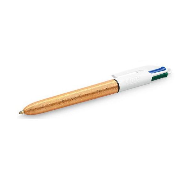 Lot de 12 Stylo-Bille 4 Couleurs texturé doré givré lot de 12 - BIC