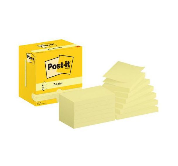 Lot de 12 Z-Notes Post-it® 76 x 127 mm 12 blocs jaune- Post-it®