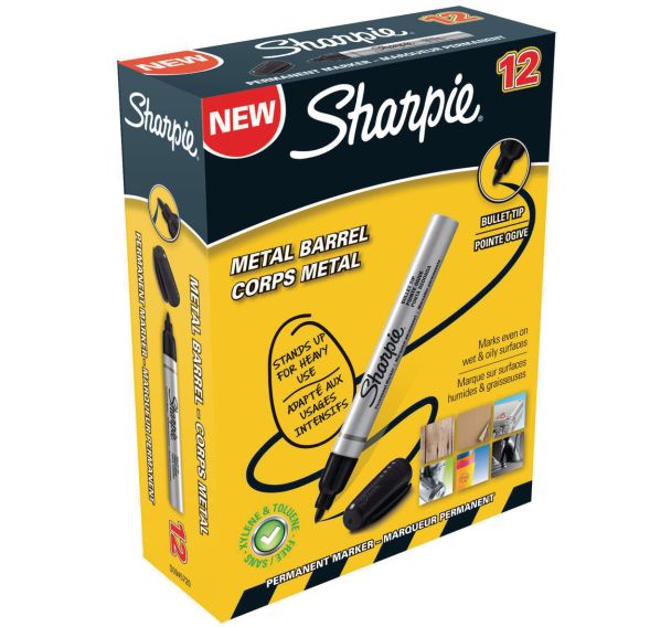 Lot de 12 marqueurs permanent Sharpie Pro Métal Moyen noir