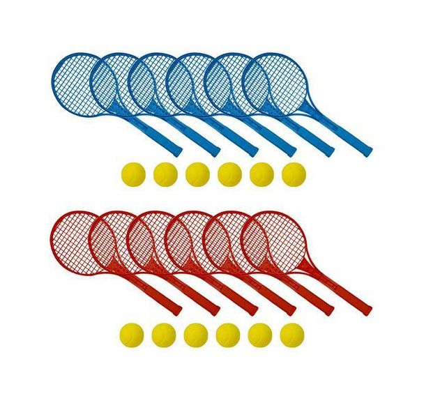 Lot de 12 raquettes de mini-tennis + 12 balles en mousse