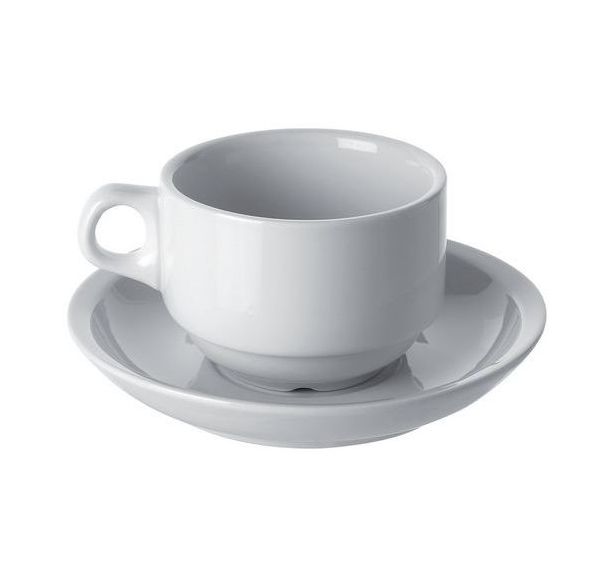 Lot de 12 tasses à thé 9 cl - porcelaine - blanc