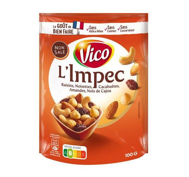 Lot de 14 Mélange de fruits secs et noix - L'Impec - 100 g - Vico