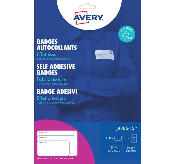 Lot de 150 Badge adhésif en polyester soyeux- Jet d'encre - Blanc