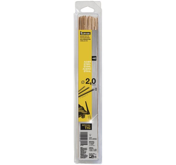 Lot de 15 40 baguettes TIG acier diamètre 2,0mm - Blister