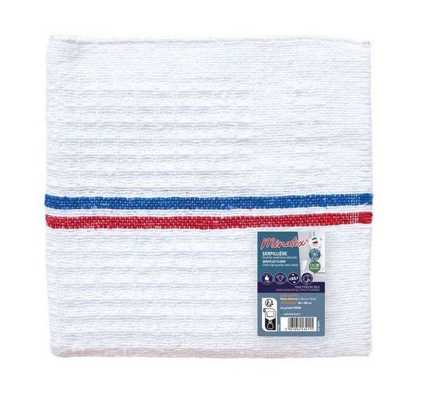 Lot de 15 Serpillière gaufrée supérieure blanche