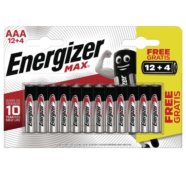 Lot de 16 Piles energizer Max AAA - Lot de 12+4