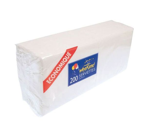 Lot de 200 Serviettes en papier 30x30 cm blanc-PUBLI EMBAL