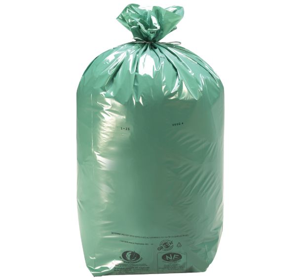 Lot de 200 sacs poubelle en PEBD 110 L coloris vert ép.36 µm