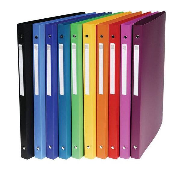 Lot de 20 Classeur 4 anneaux 15 mm polypropylène uni - A4