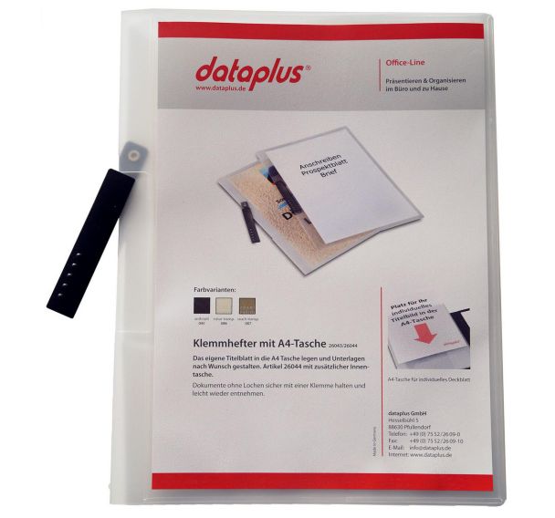 Lot de 20 Dossier à clip A4 avec insérer: serrage argenté: transparent