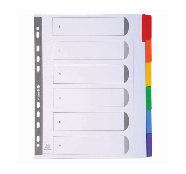 Lot de 20 Intercalaires carte blanche 160g - 6 positions - A4+-Blanc