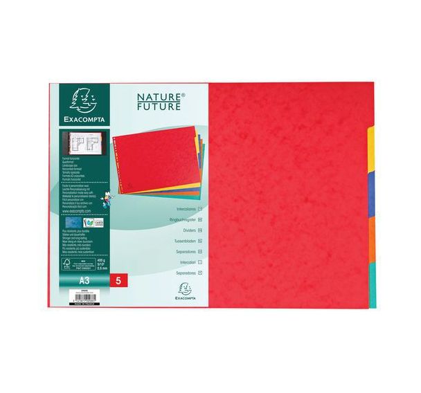 Lot de 20 Intercalaires carte lustrée 400g 5 positions - a3