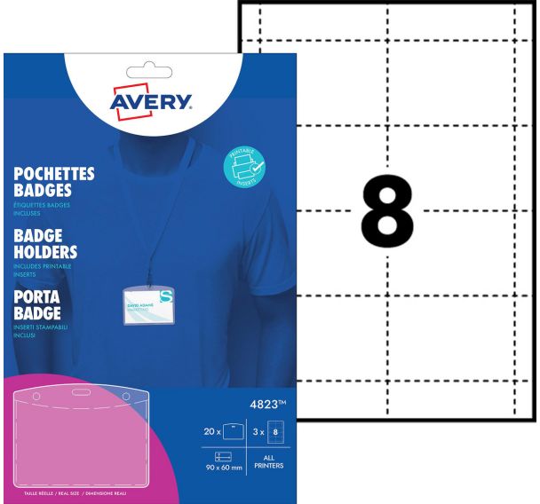 Lot de 20 Pochette transparente pour badge