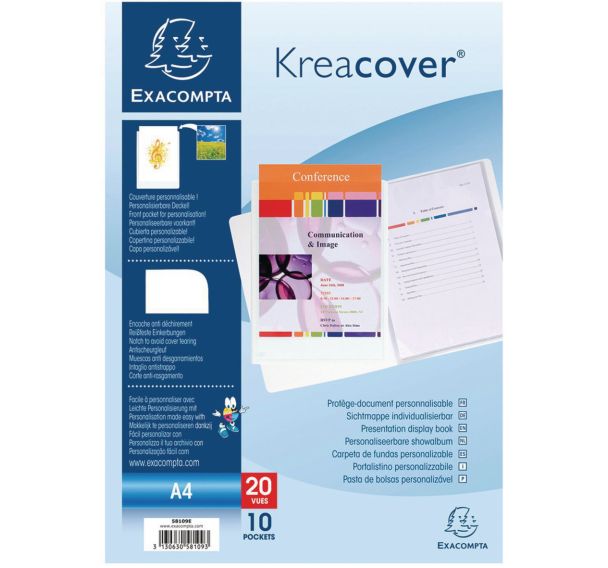 Lot de 20 Protège-documents en PP rigide kreacover® 20 vues A4