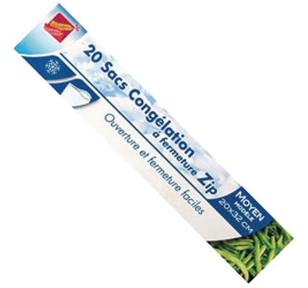 Lot de 20 Sacs Congélation à zip Moyen Modèle 20 x 32 cm