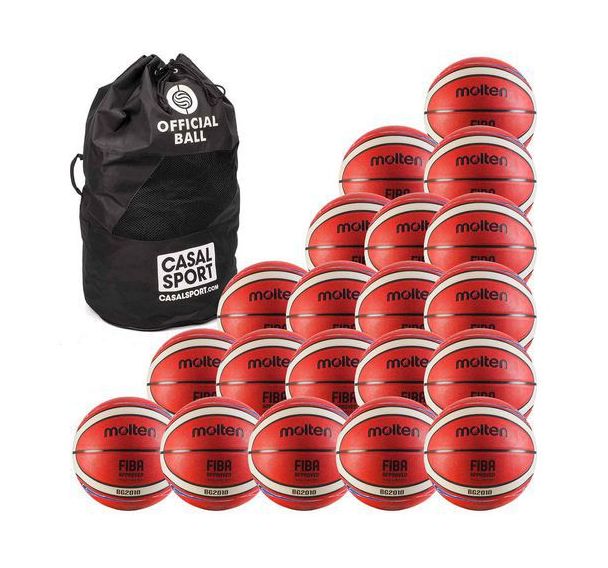 Lot de 20 ballons de basket Molten BG2000 FFBB + sac