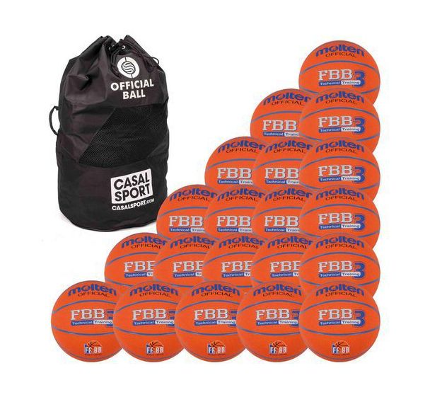 Lot de 20 ballons de basket T.3 Molten FFBB TRAINING + sac de rangement