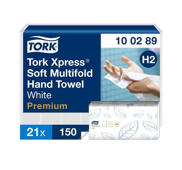 Lot de 21 Essuie-mains Multifold doux - 2 plis - H2 Premium