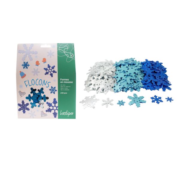 Lot de 240 flocons de neige en mousse pailletée