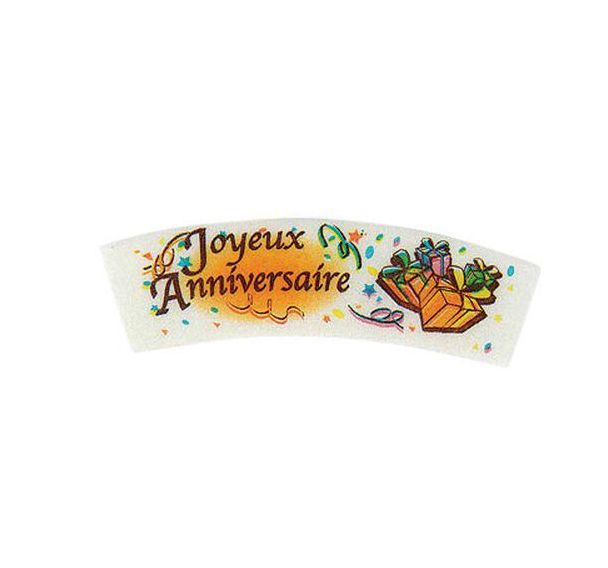 Lot de 24 Décor comestible Joyeux Anniversaire aromatisé Vanille