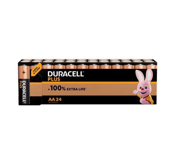 Lot de 24 Pile Alcaline AA Plus 100 % - 24 unités - Duracell