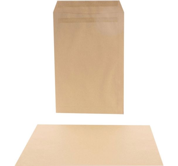 Lot de 250 Pochette 229x324 90g kraft blond autocollante