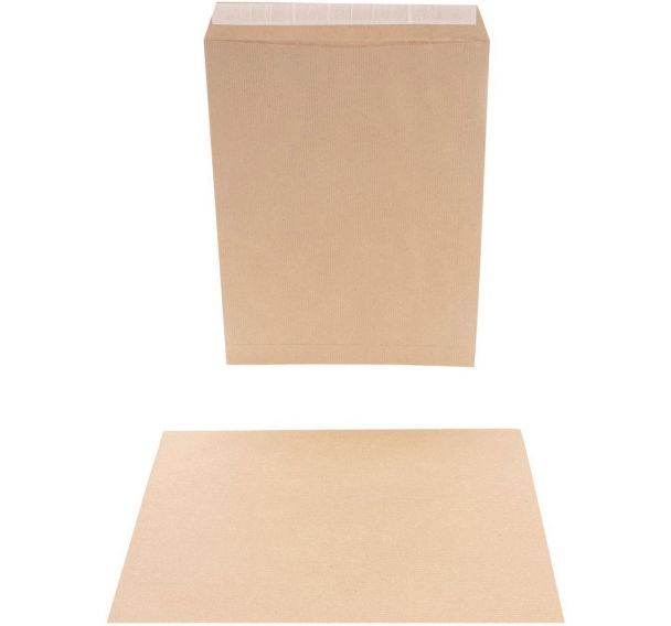 Lot de 250 Pochette 260x330 90g kraft blond auto adhésive
