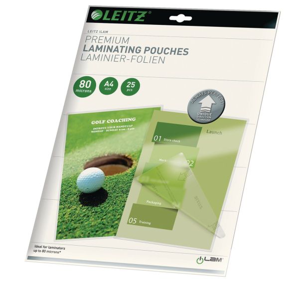 Lot de 25 Pochettes de plastification UDT, A4, 80 microns