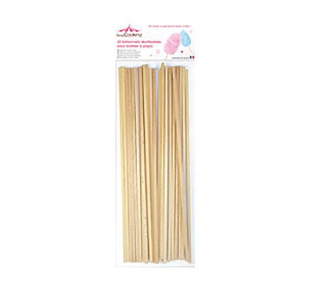 Lot de 25 bâtons en bois pour barbe à papa