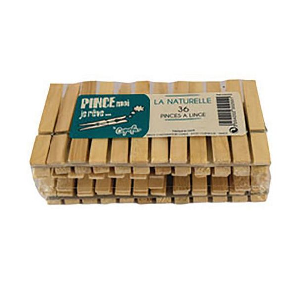 Lot de 288 Pince à linge en bois x36 la naturelle COPEFA