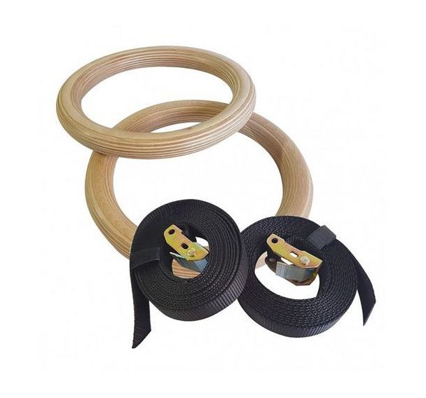 Lot de 2 Anneaux gymnastique bois Sveltus