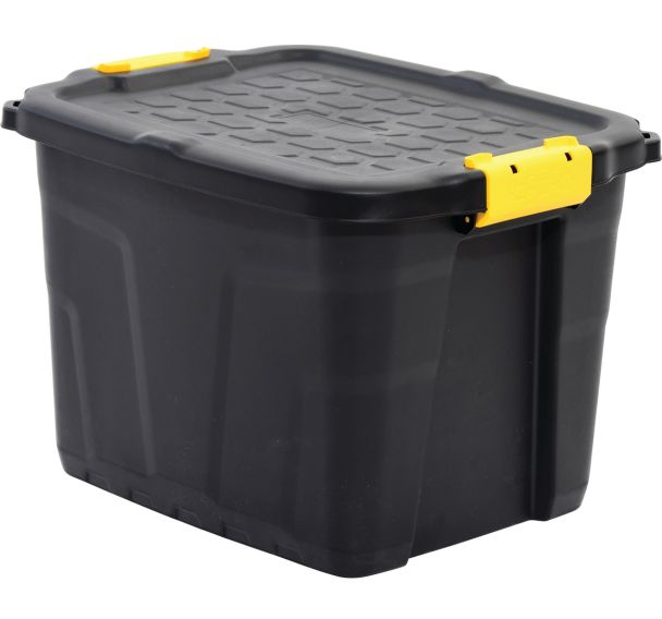 Lot de 2 Bac ultra-résistant de 42 l avec couvercle - Noir - Lot de 2