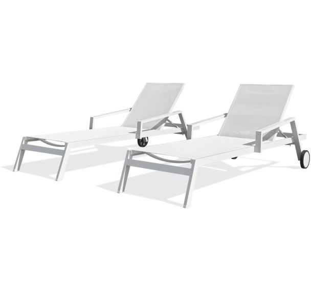 Lot de 2 Bain de soleil en aluminium Ibiza-Blanc