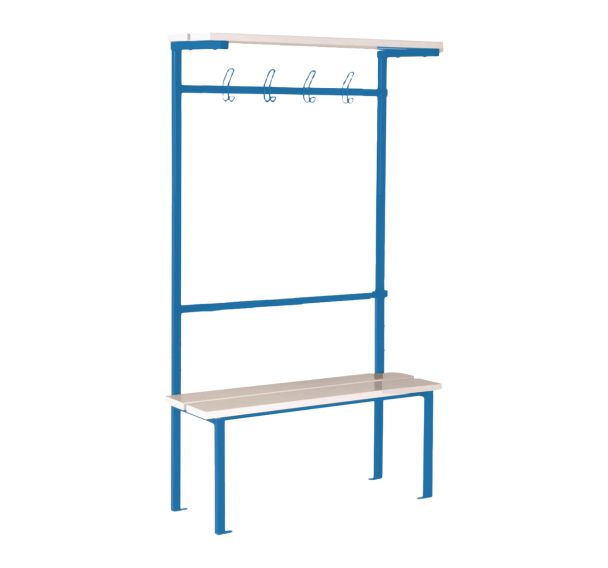 Lot de 2 Bancs vestiaire latttes PVC 1 ou 2 m 4 à 8 patères - Simple face