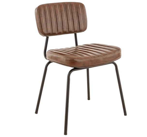 Lot de 2 Chaise Interieure - Metal - Simili Marron Vintage - Stanley