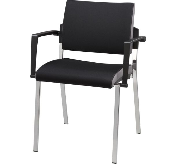 Lot de 2 Chaise avec surpiqûre - 4 pieds - Noir