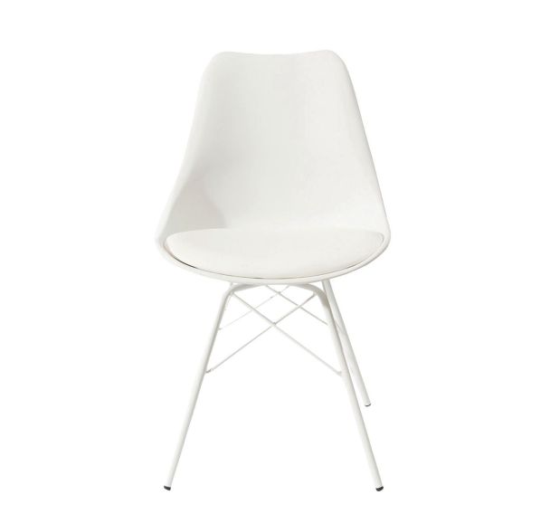 Lot de 2 Chaises Eiffel pied Blanc assise coloris blanc